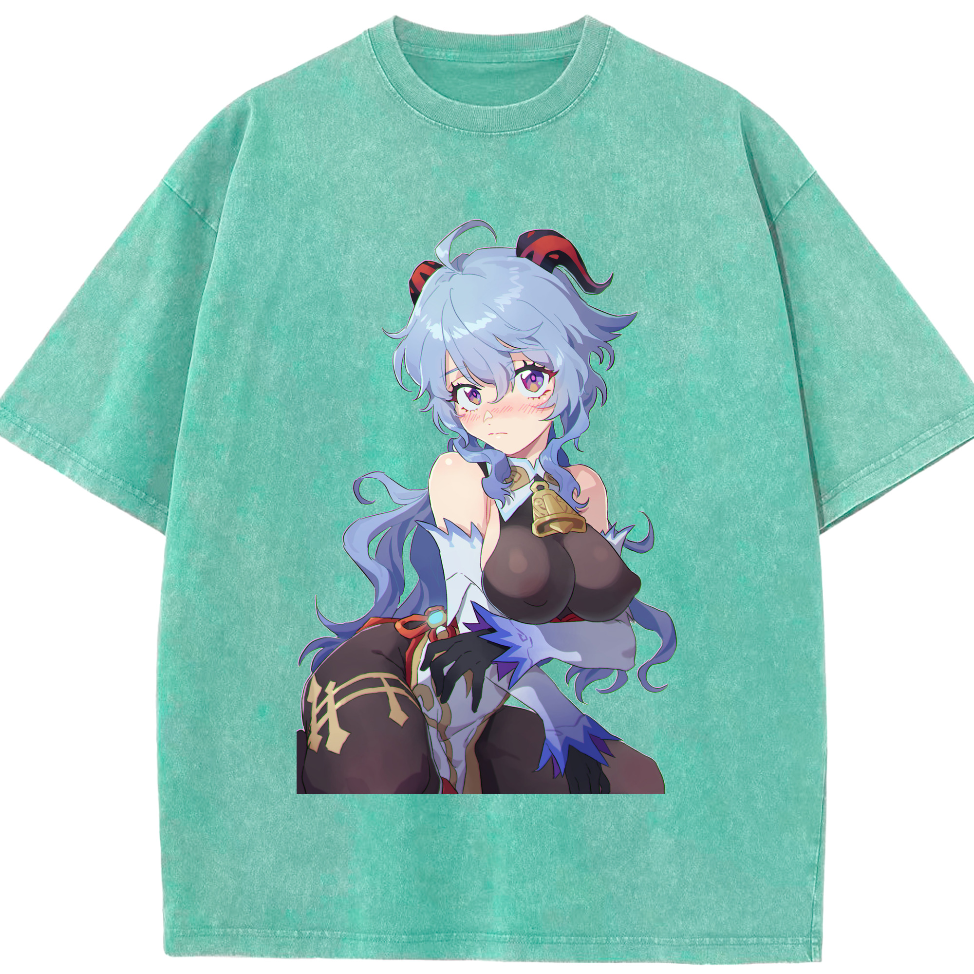 げんし神 甘雨 かんう genshin Ganyu 綿100% ヴィンテージ風 半袖Tシャツ（フロントプリント）